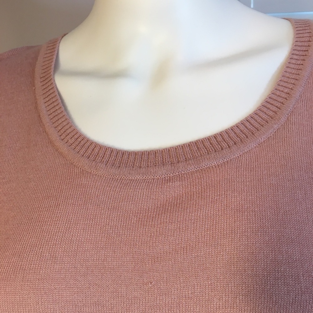 Pink Rose Long Sleeves Strip Knit Pink Cream Longline Pullover Sweater Size L - Picture 4 of 13